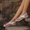 Froggie 10732 3650 White Genuine Leather Spaghetti Sandal - View 2 | ChicShoetique