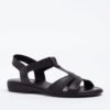 Froggie 11016 5070 Black Leather T Bar Sandal | ChicShoetique