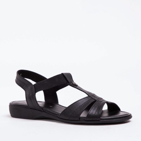 Froggie 11016 5070 Black Leather T Bar Sandal | ChicShoetique