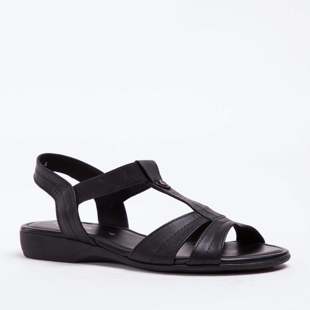 Froggie 11016 5070 Black Leather T Bar Sandal | ChicShoetique