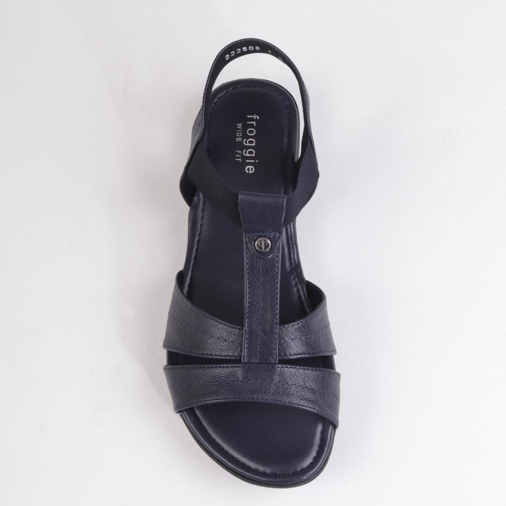 Froggie 11016 5067 Navy Leather T Bar Sandal | ChicShoetique