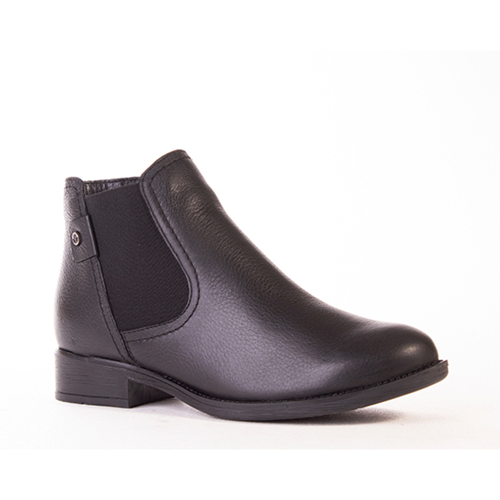 Froggie 11286 Genuine Leather Ankle Boot With Elastic Black | ChicShoetique