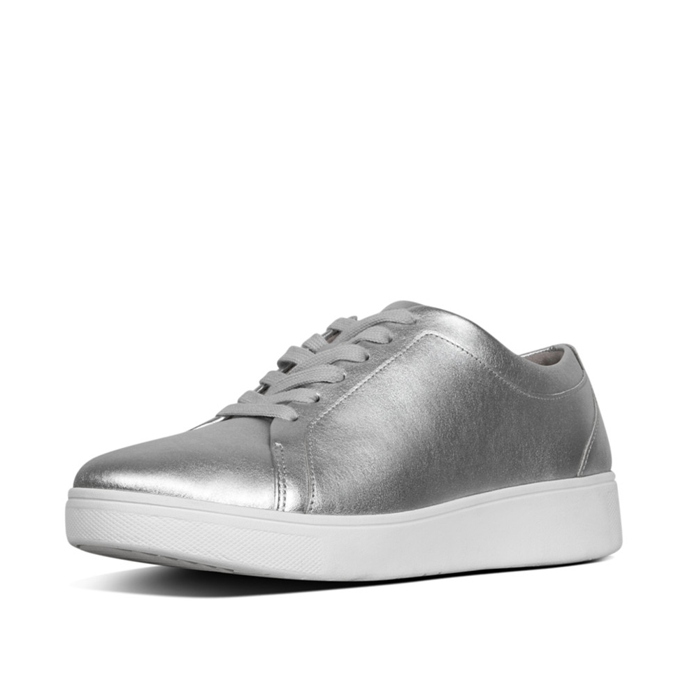 FitFlop Rally Silver Lace Up Sneaker | ChicShoetique