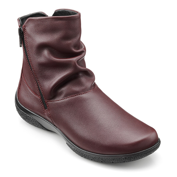 Hotter Whisper Maroon Flat Ankle Boot - View 2 | ChicShoetique
