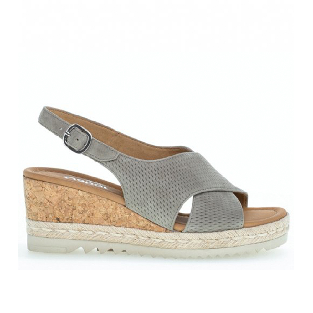 Gabor Grey Suede Wedge Sandal | ChicShoetique