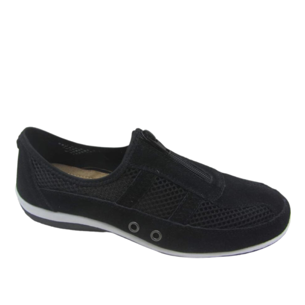 Hush Puppies Soft Style Sonja 2749 Black Zip-Up Leather Sneakers | ChicShoetique