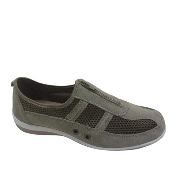 Hush Puppies Soft Style Sonja 2696 Taupe Zip-Up Sneakers | ChicShoetique