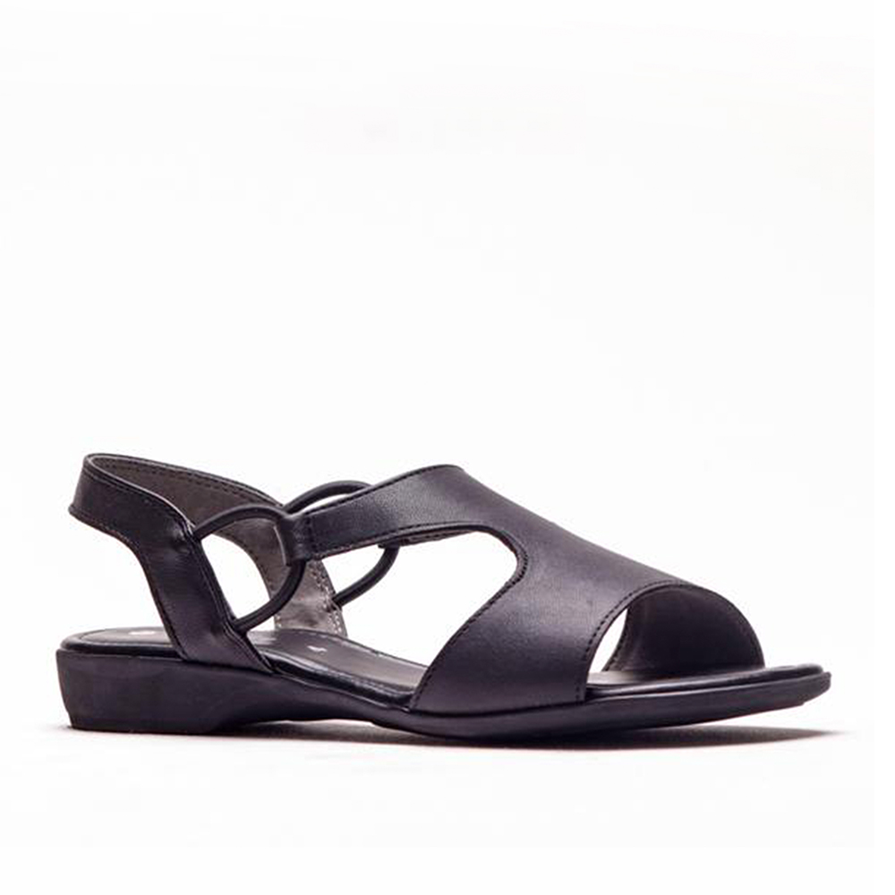 Froggie 12104 Black Slingback T-Bar Flat Sandal Genuine Leather | ChicShoetique