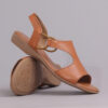 Froggie 12104 Tan Slingback T-Bar Flat Sandal Genuine Leather - View 5 | ChicShoetique