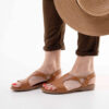 Froggie 12104 Tan Slingback T-Bar Flat Sandal Genuine Leather - View 4 | ChicShoetique
