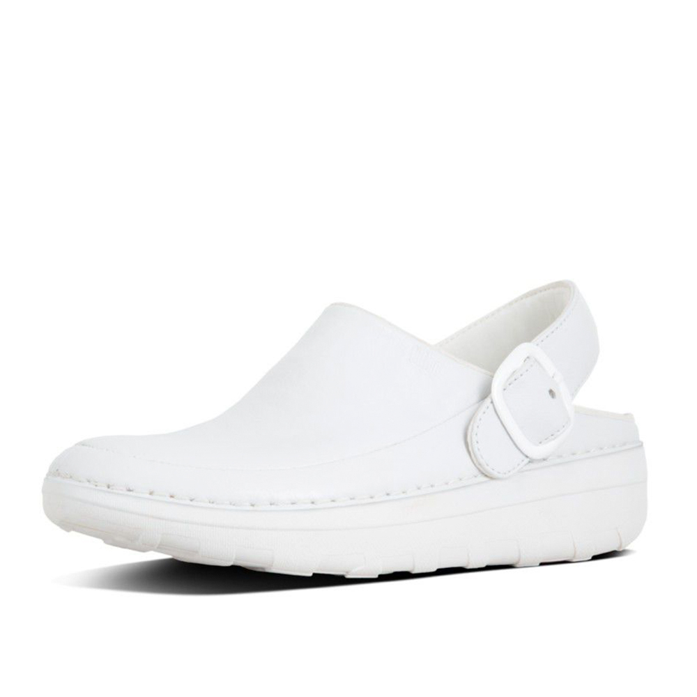 Fitflop Gogh 398 White Ladies Leather Clog | ChicShoetique