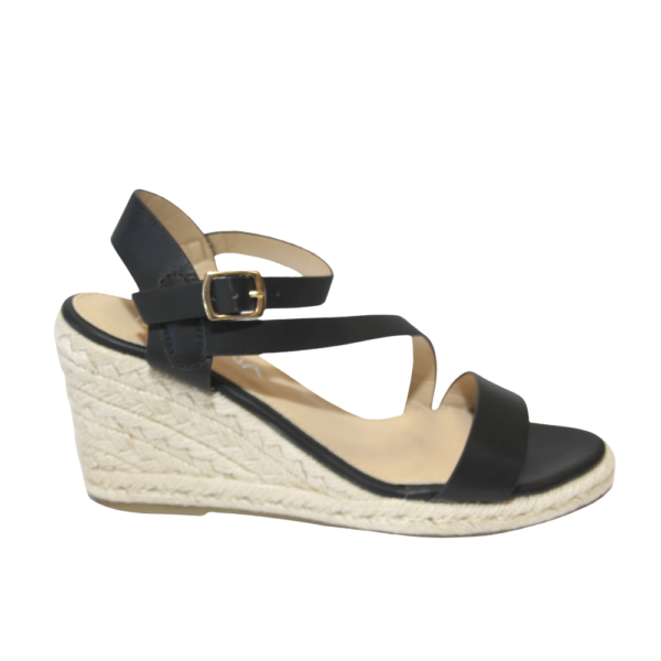 Geena TDC5 3397 Black Strappy Wedges | ChicShoetique