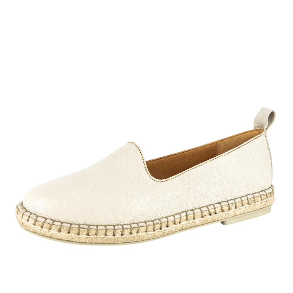 Tzonga Indzima 3255 White Ladies Leather Espadrille | ChicShoetique