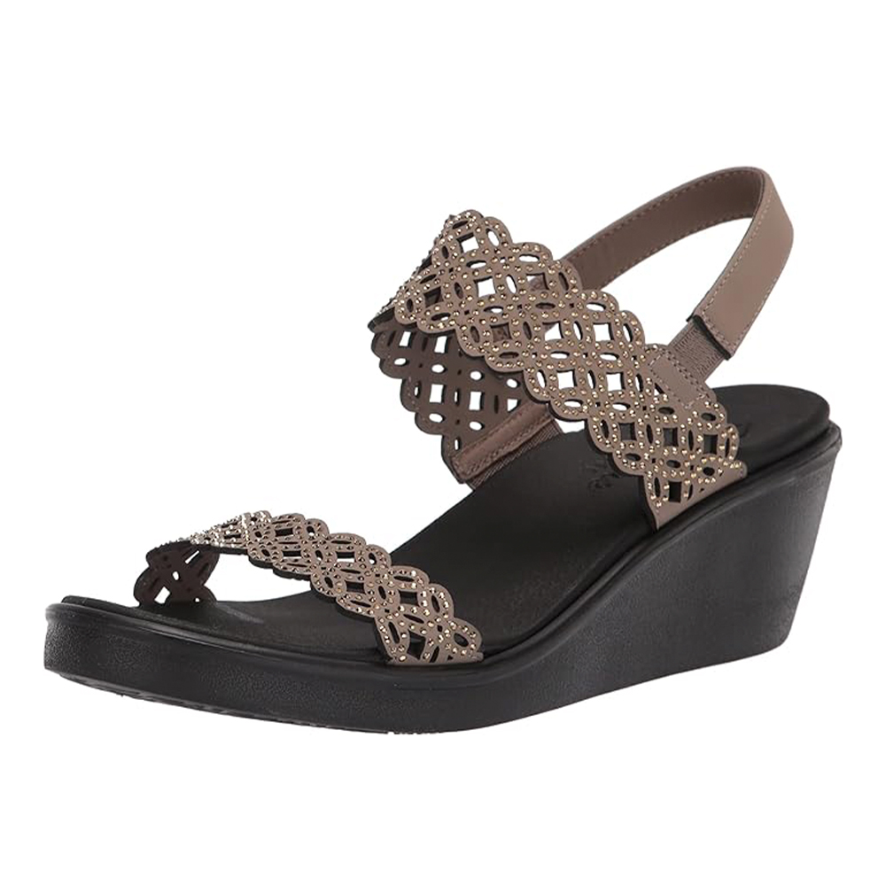 Skechers 119147 3439 Taupe Diamante Wedge Sandal | ChicShoetique