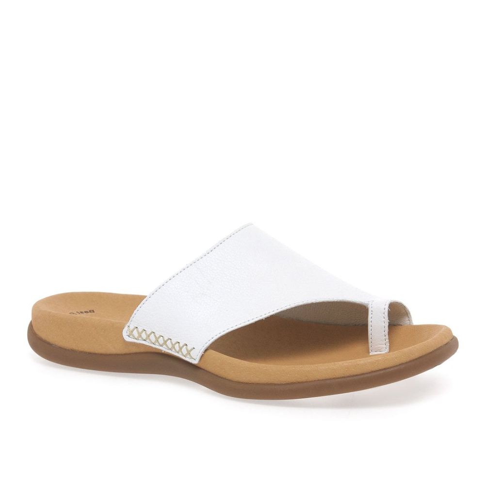 Gabor 03.700.21 3510 White Lanzarote Toe Loop Mules | ChicShoetique