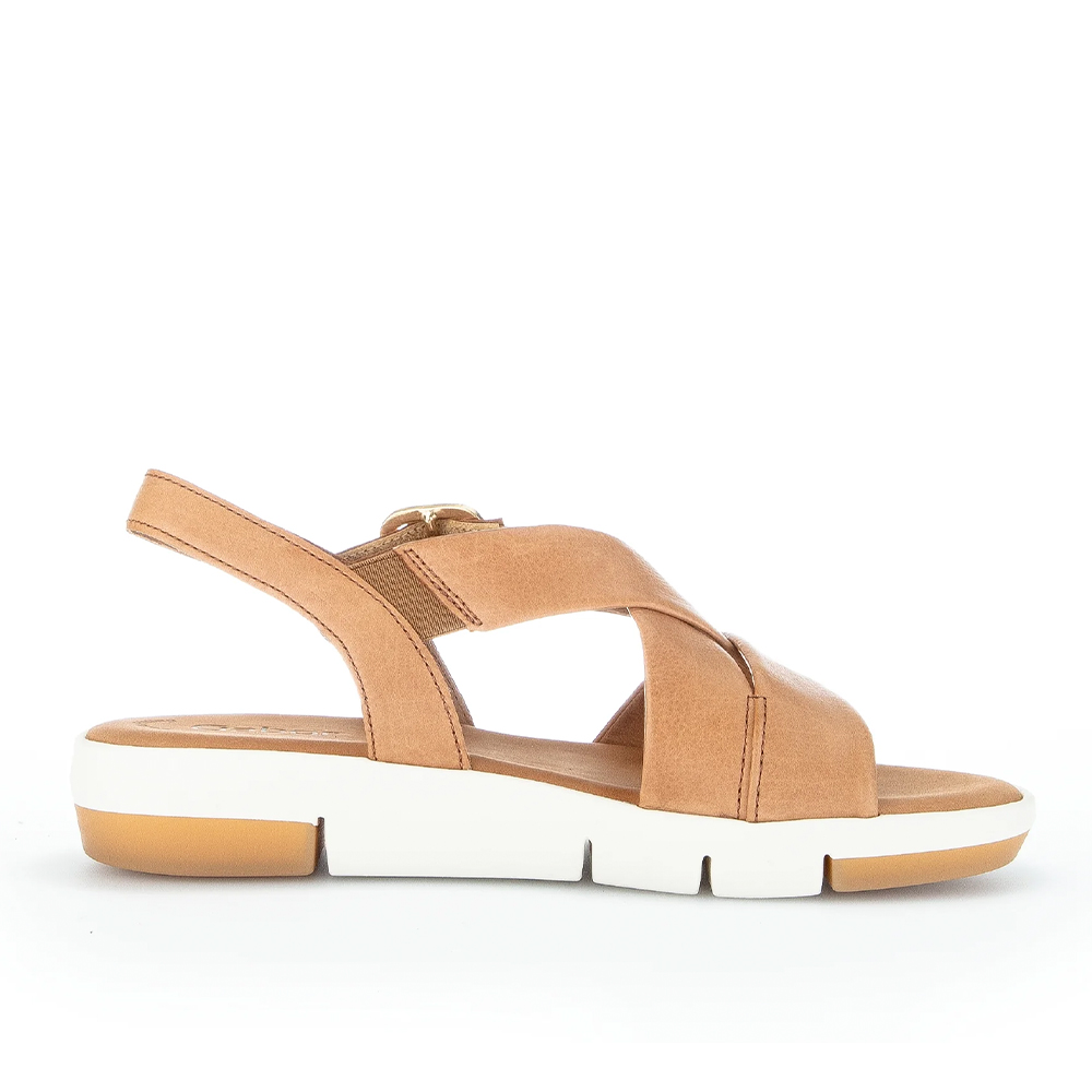 Gabor 24-603-24 3525 Cognac Leather Strap Wedge Sandal | ChicShoetique
