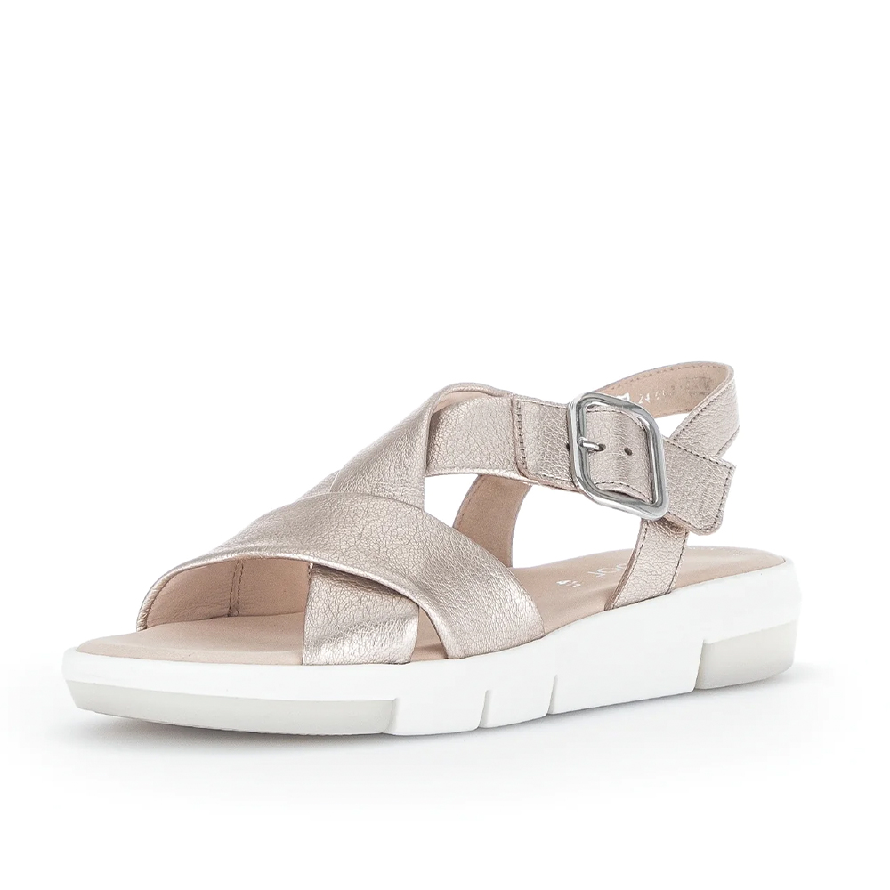 Gabor 24-603-62 3528 Metallic Strap Leather Wedge Sandal | ChicShoetique
