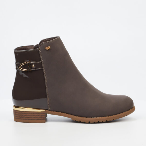Miss Black Hadar 10 1702 Choc Ladies Ankle Boot with Decorative Buckle | ChicShoetique