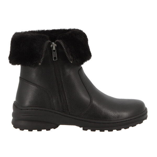 Hush Puppies Maya Ladies Genuine Leather Ankle boot with fur detail Black | ChicShoetique