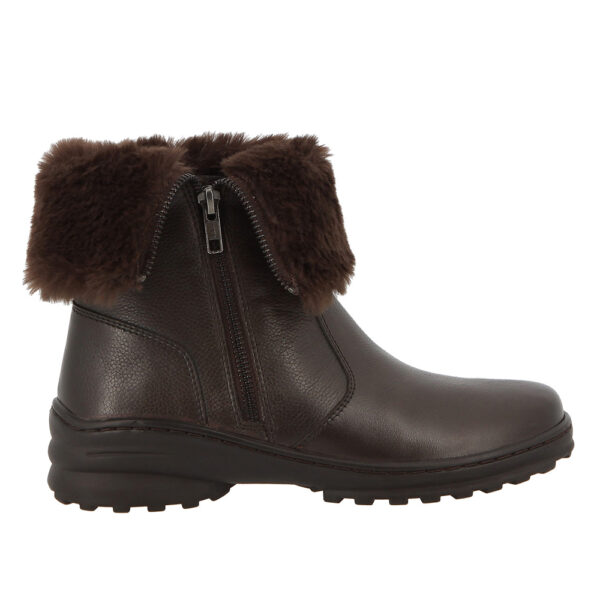 Hush Puppies Maya Ladies Genuine Leather Ankle boot with fur detail Brown | ChicShoetique