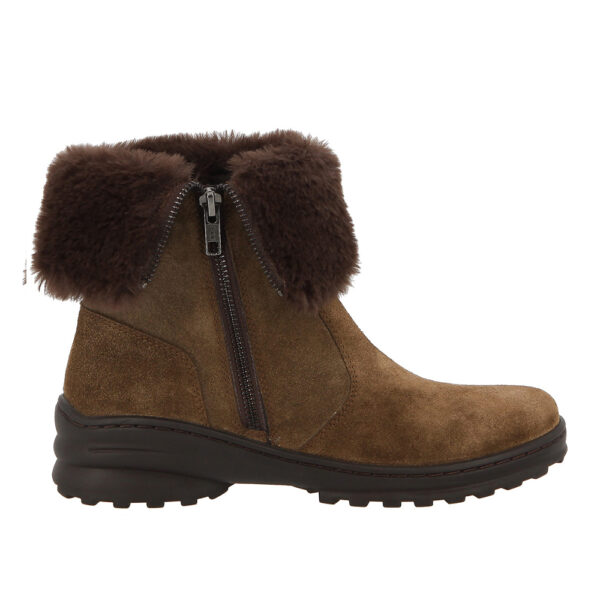 Hush Puppies Maya Ladies Genuine Suede Leather Ankle boot with fur detail Brown | ChicShoetique