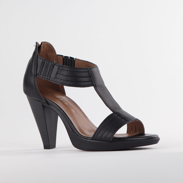 Froggie 10729 1684 Black Genuine Leather T-Bar High Heel Sandal - View 4 | ChicShoetique