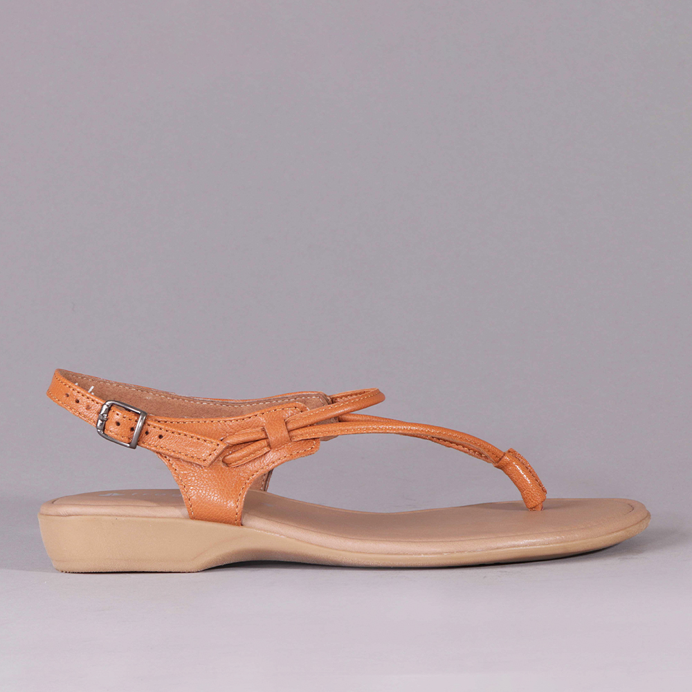 Froggie 10732 3989 Tan Genuine Leather Spaghetti Sandal | ChicShoetique