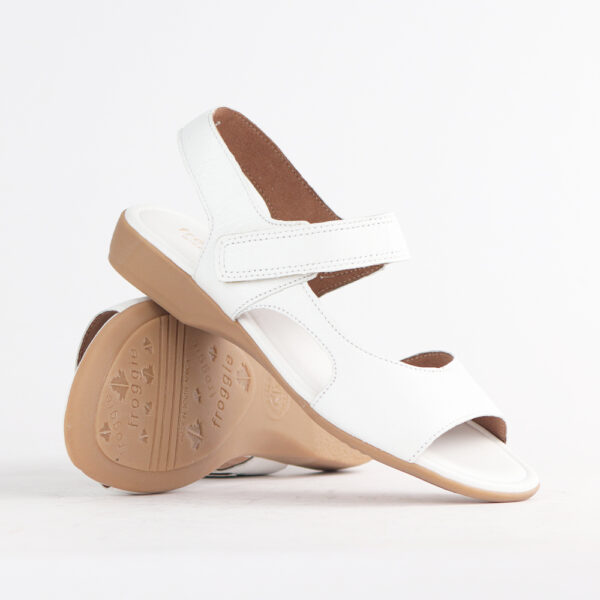 Froggie 12221 4013 White Genuine Leather Wider Fit Slingback Flat Sandal - View 2 | ChicShoetique
