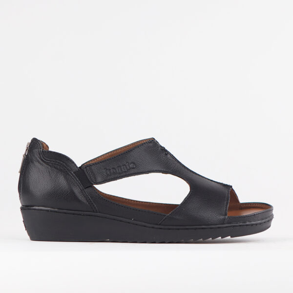 Froggie 12707 3614 Black Genuine Leather T-Bar Sandal with Removable Footbed - View 3 | ChicShoetique
