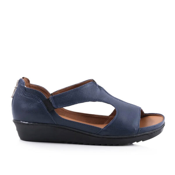 Froggie 12707 3617 Navy Genuine Leather T-Bar Sandal with Removable Footbed | ChicShoetique