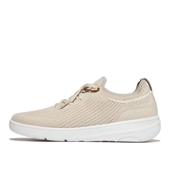 Fitflop Super Q Sneakers 662 Beige Knit Slip-On Laced Sneakers | ChicShoetique