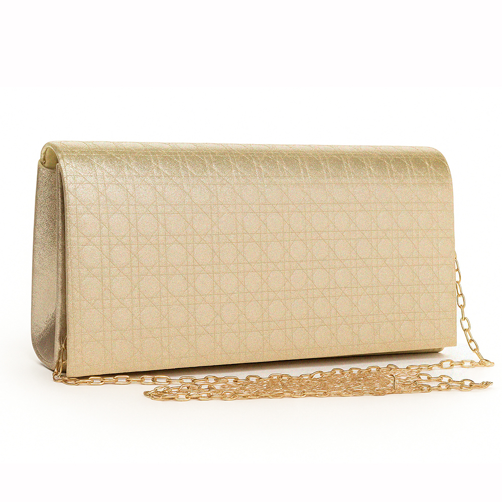 Clutch Bag 10 Gold with Gold Chain Sling | ChicShoetique