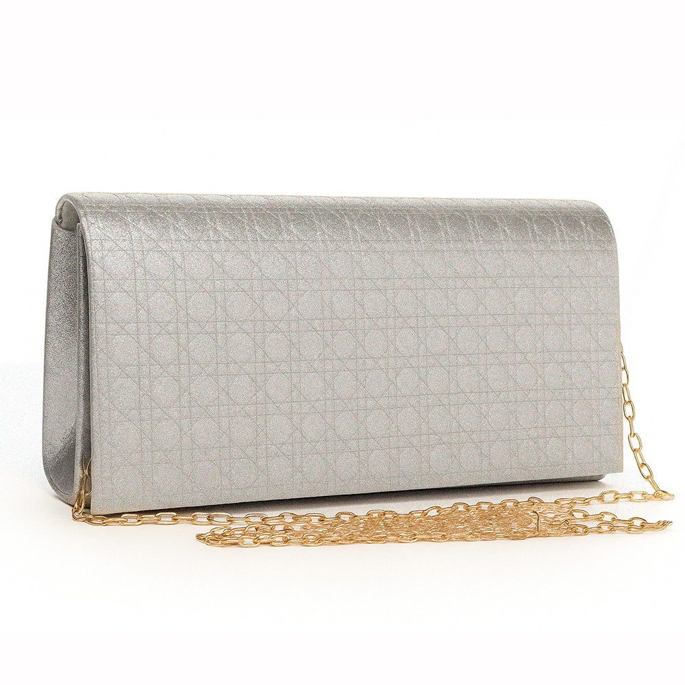 Clutch Bag 10 Silver with Gold Chain Sling | ChicShoetique