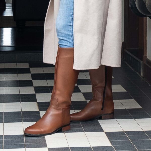 Froggie 12610 97 Chestnut Knee High Block Heel Ladies Leather Boots | ChicShoetique