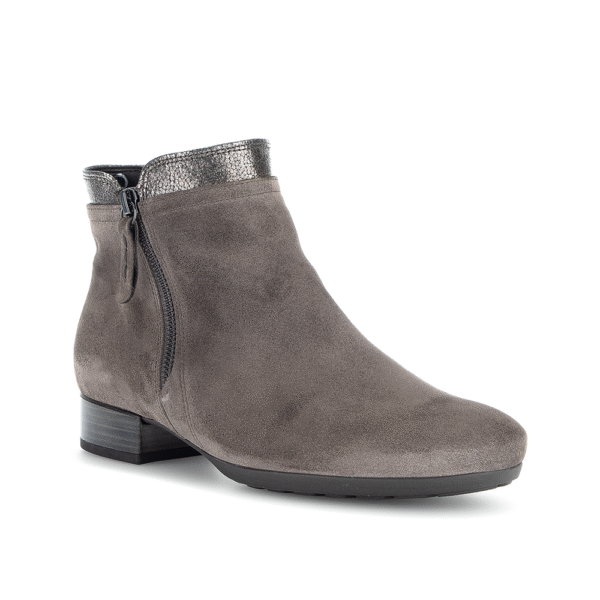 Gabor 32.718.30 Grey Dreamvelour Flat Leather Ankle Boot | ChicShoetique