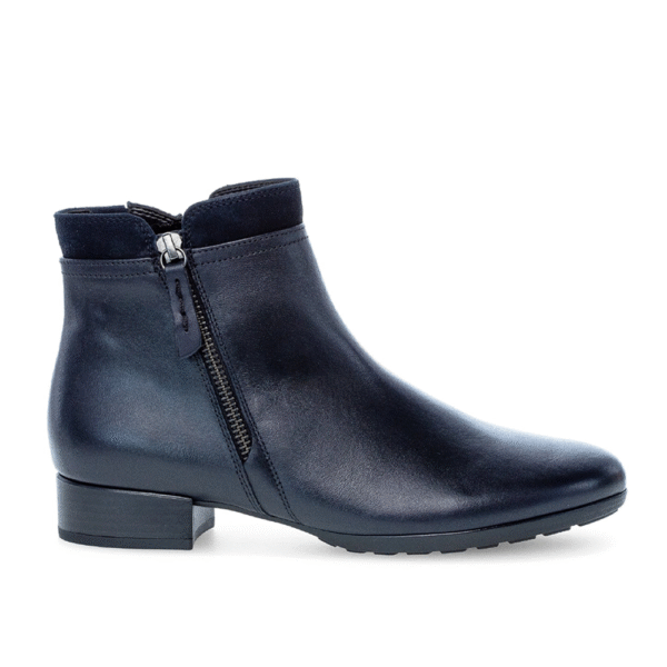 Gabor 32.718.56 1781 Navy Flat Leather Ankle Boot | ChicShoetique