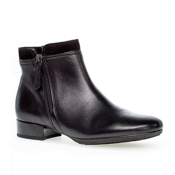 Gabor 32.718.57 1780 Black Flat Leather Ankle Boot | ChicShoetique