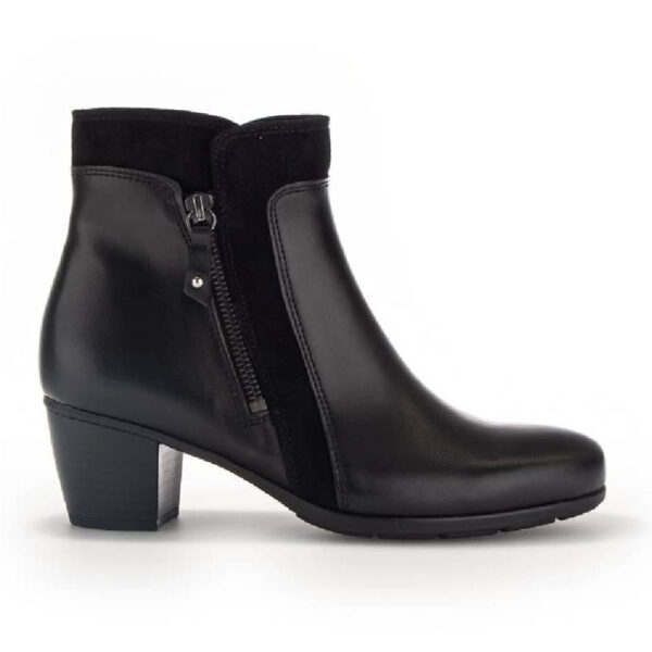 Gabor 35.520.27 1775 Black Leather Heeled Ankle Boot | ChicShoetique