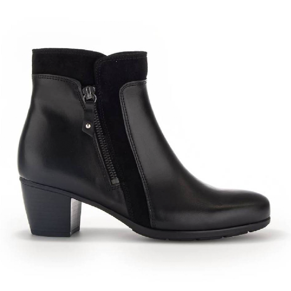 Gabor 35.520.27 1775 Black Leather Heeled Ankle Boot | ChicShoetique