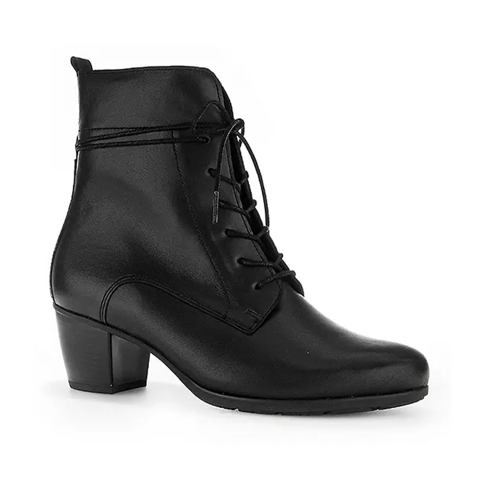 Gabor 35.521.27 1770 Black Leather Lace-Up Ankle Boots | ChicShoetique