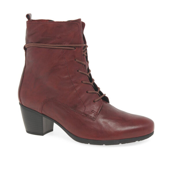 Gabor 35.521.55 1771 Red Leather Lace-Up Ankle Boots | ChicShoetique