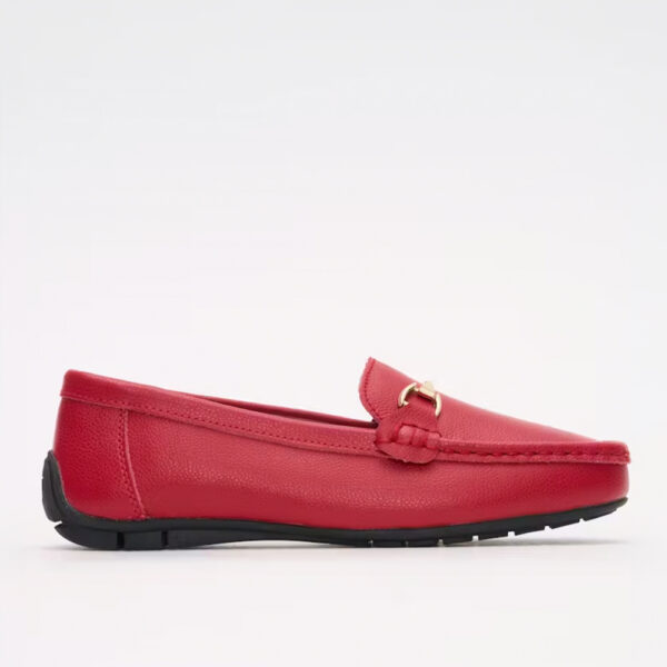 Geena 888 3840 Red Classic Loafers with Gold Trim | ChicShoetique