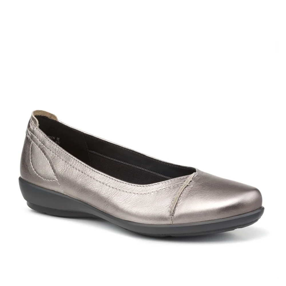 Hotter Robyn 11 3824 Pewter Leather Ladies Ballerina Pump | ChicShoetique