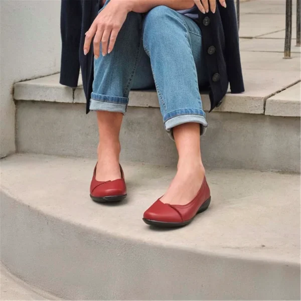 Hotter Robyn 11 3827 Red Leather Ladies Ballerina Pump | ChicShoetique