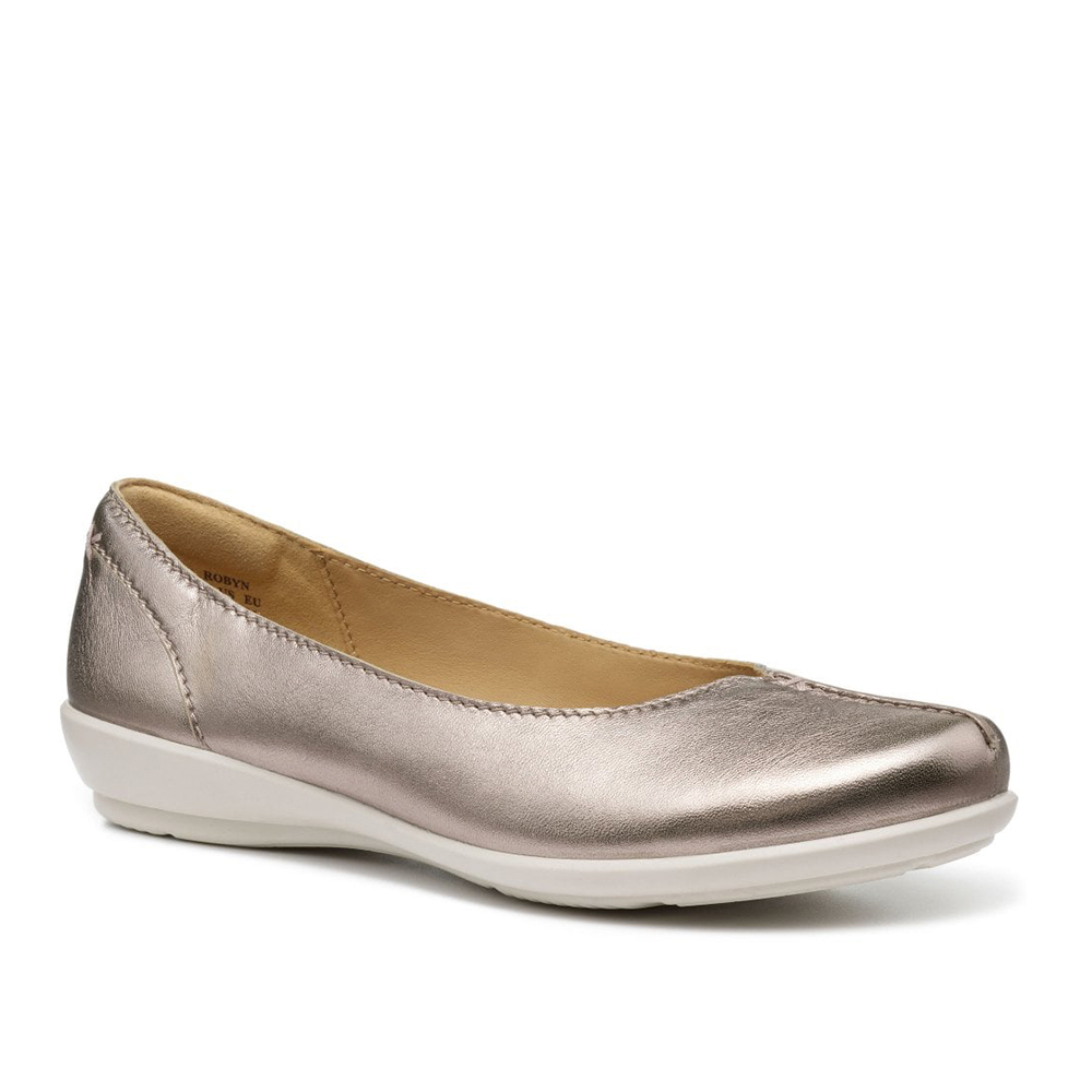 Hotter Robyn 3670 Rose Gold Leather Ballerina Pump | ChicShoetique