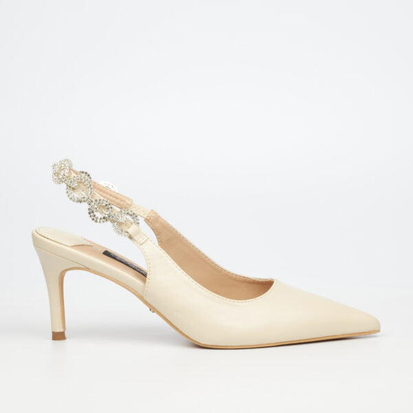 Miss Black Nola 1 3900 Nude Diamante Slingback Occasion Heel | ChicShoetique
