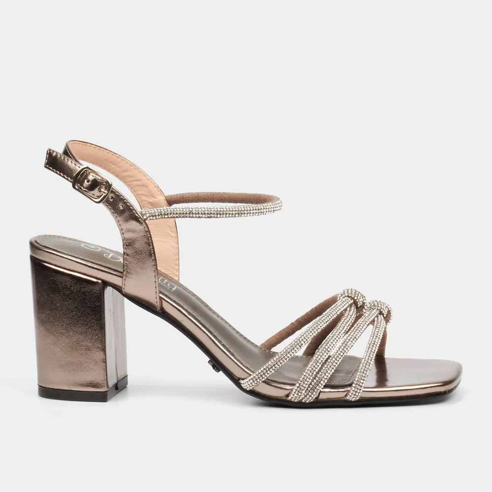 Butterfly Candi 1 3929 Pewter Diamante Strap Block Heel | ChicShoetique