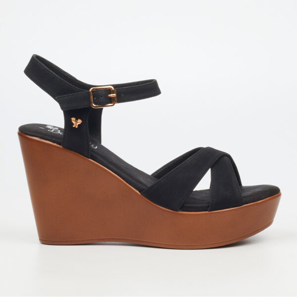 Butterfly Feet Allora 3 4026 Black Wedge Platform Sandal | ChicShoetique