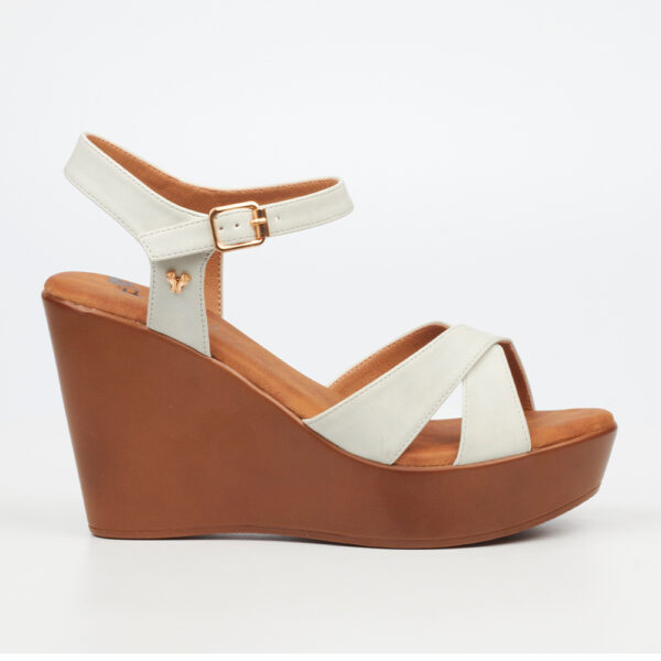 Butterfly Feet Allora 3 4032 Bone Wedge Platform Sandal | ChicShoetique