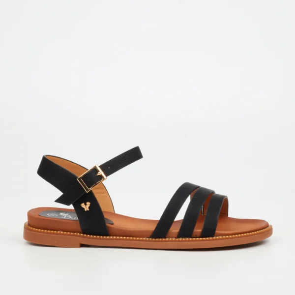 Butterfly Feet Ellie 11 4053 Black Faux Nubuck Flat Sandals | ChicShoetique